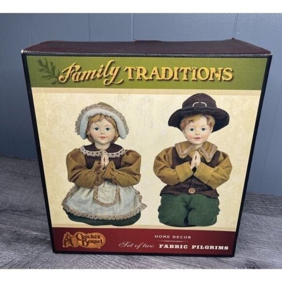 Cracker Barrel Family Traditions Thanksgiving‎ Pilgrim Figures Decor Fall Amish - Picture 2 of 9